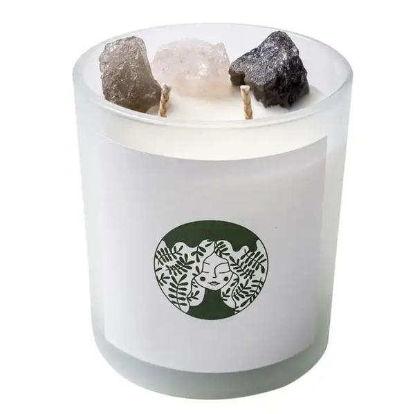 Scented candles with crystals