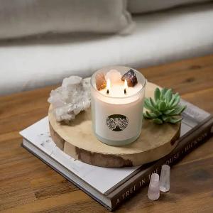Scented candles with crystals